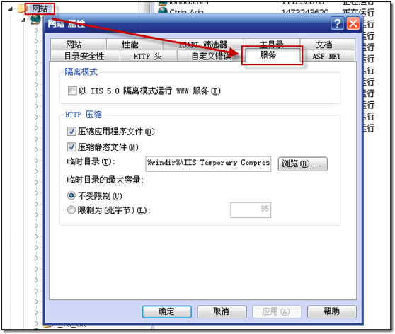 打開IIS，啟用HTTP壓縮服務(wù)